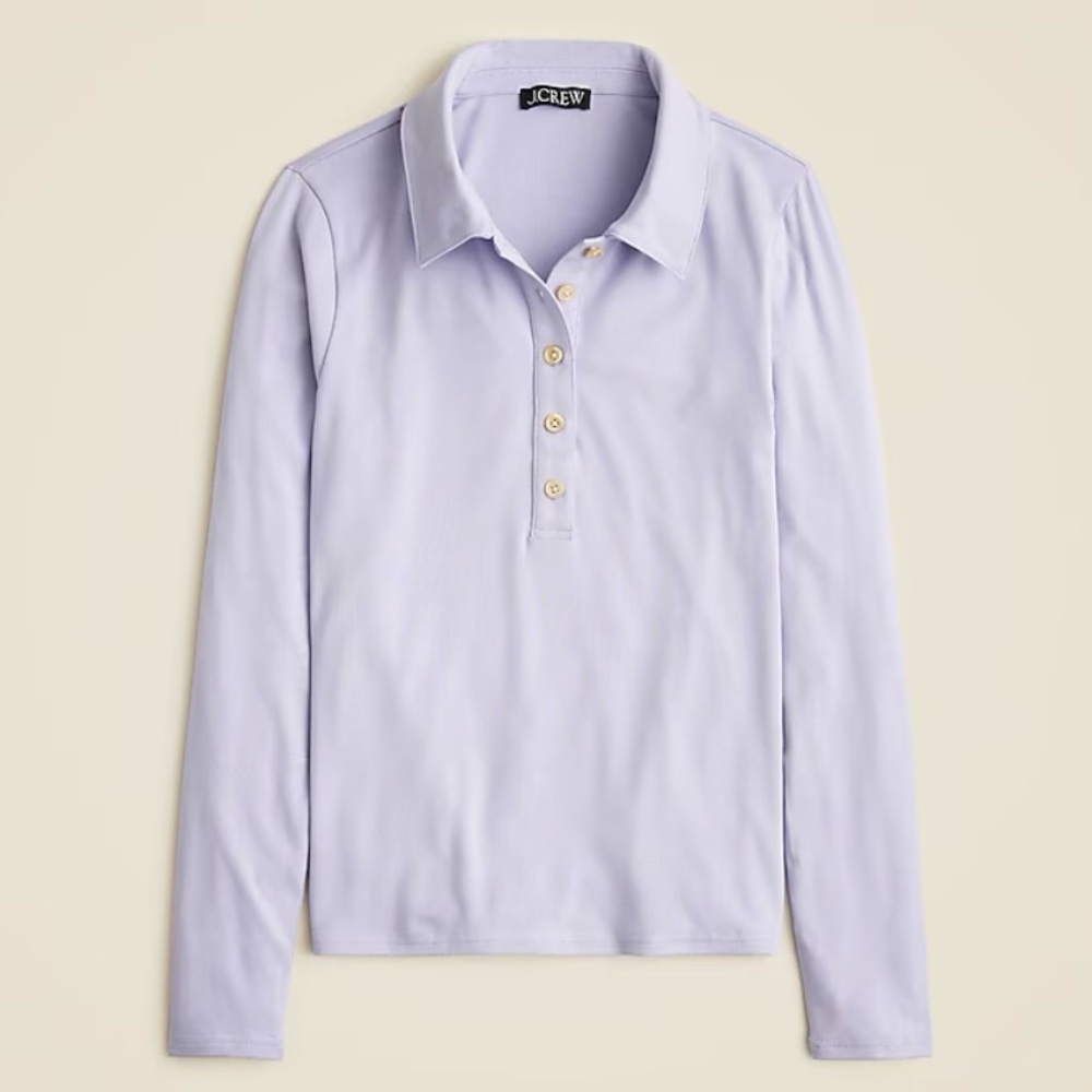 NWT J. Crew Refined rib long sleeve polo in frosty blue
